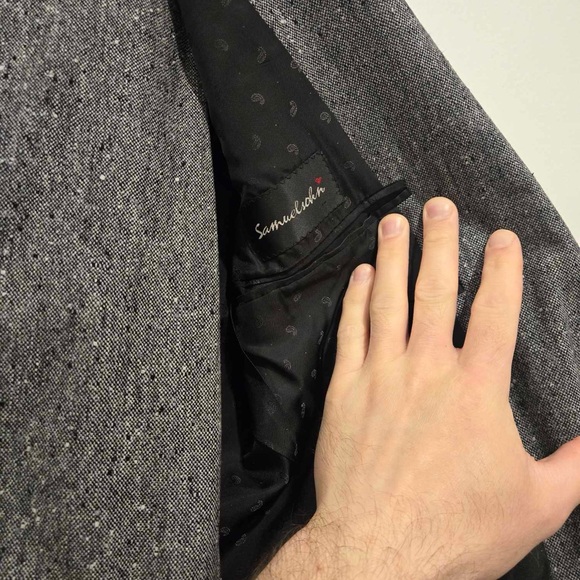 Dark Grey Coppley Men’s Suit Tailored Jacket 100% Wool with Suede Elbows - Picture 2 of 3